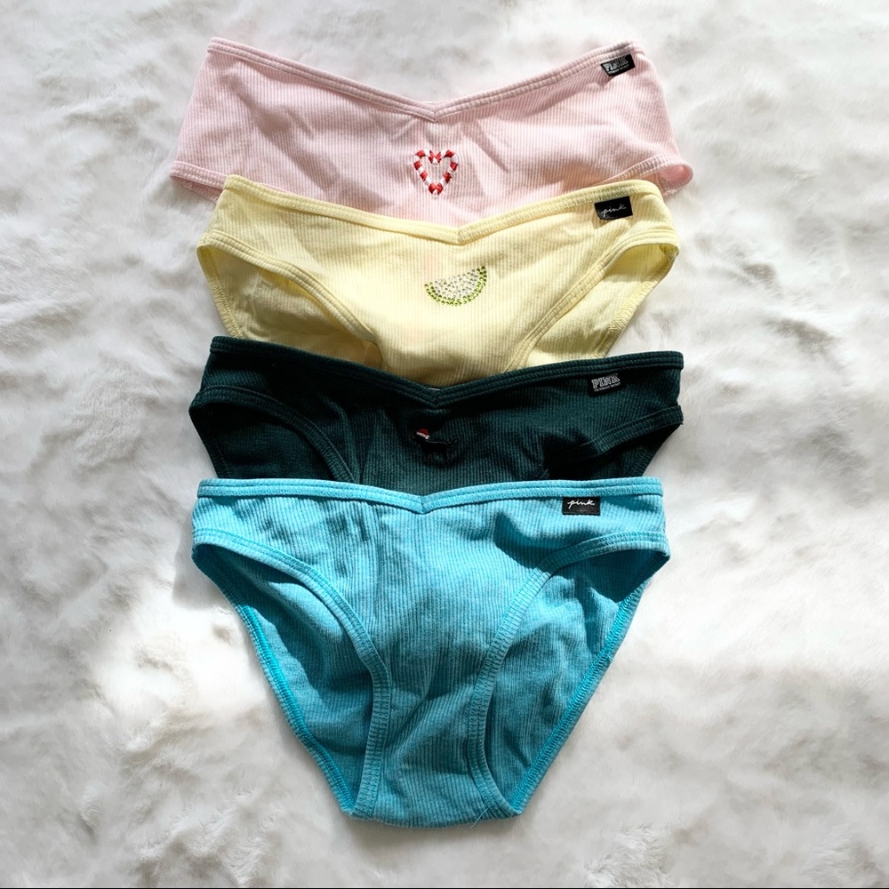 PINK | Set of 4 Ribbed Bikini/Cheeky Undies